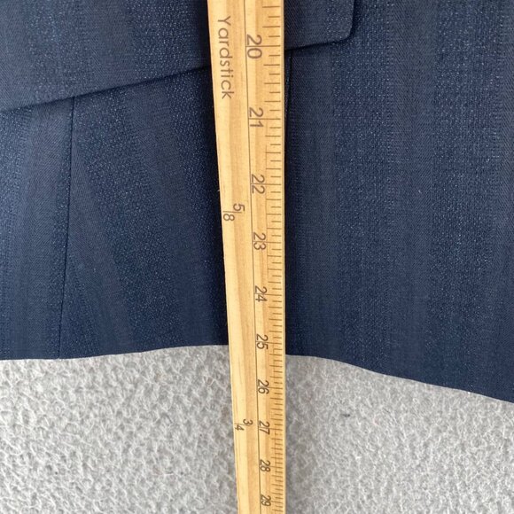 Le Suit Blazer Womens 12 Navy Shimmer Tonal Stripe Button Up Pockets Office Work - Picture 8 of 11